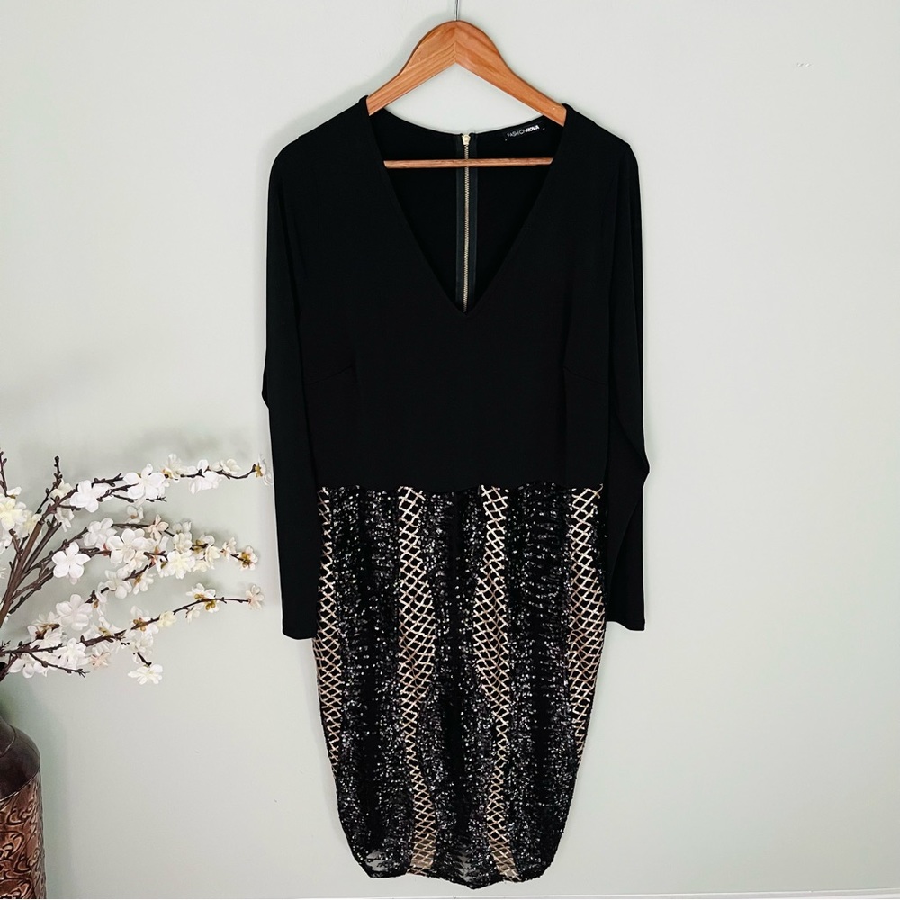 Fashion Nova Sequin Bodysuit Dress Size 2X (Fits Size 16) - Picture 5 of 6